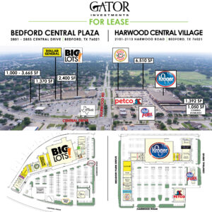 Retail space for lease in Gator Investments owned Hardwood Central Village and Bedford Central Plaza in Bedford, TX