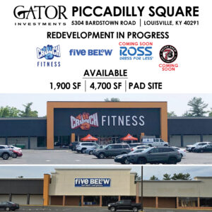 Retail space for lease in Gator Investments owned Piccadilly Square in Louisville, KY