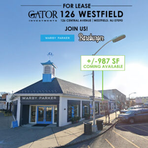 Retail space for lease in Gator Investments owned Central in Westfield, NJ